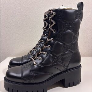 Gucci Black Ankle Boots with Silver Accents